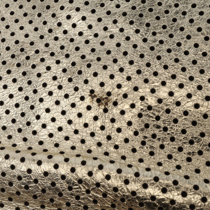 Medium Reissue Perforated Calfskin Drill Flap Gold - Gaby Paris