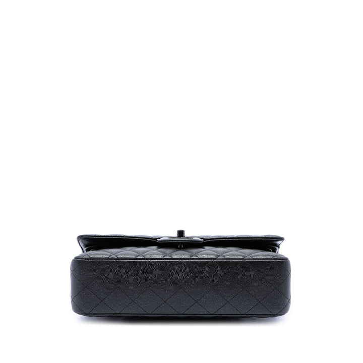Chanel Sac porté épaule Classic Glitter Double rabat Moyen Cuir caviar Noir – vue 3 – GABY PARIS