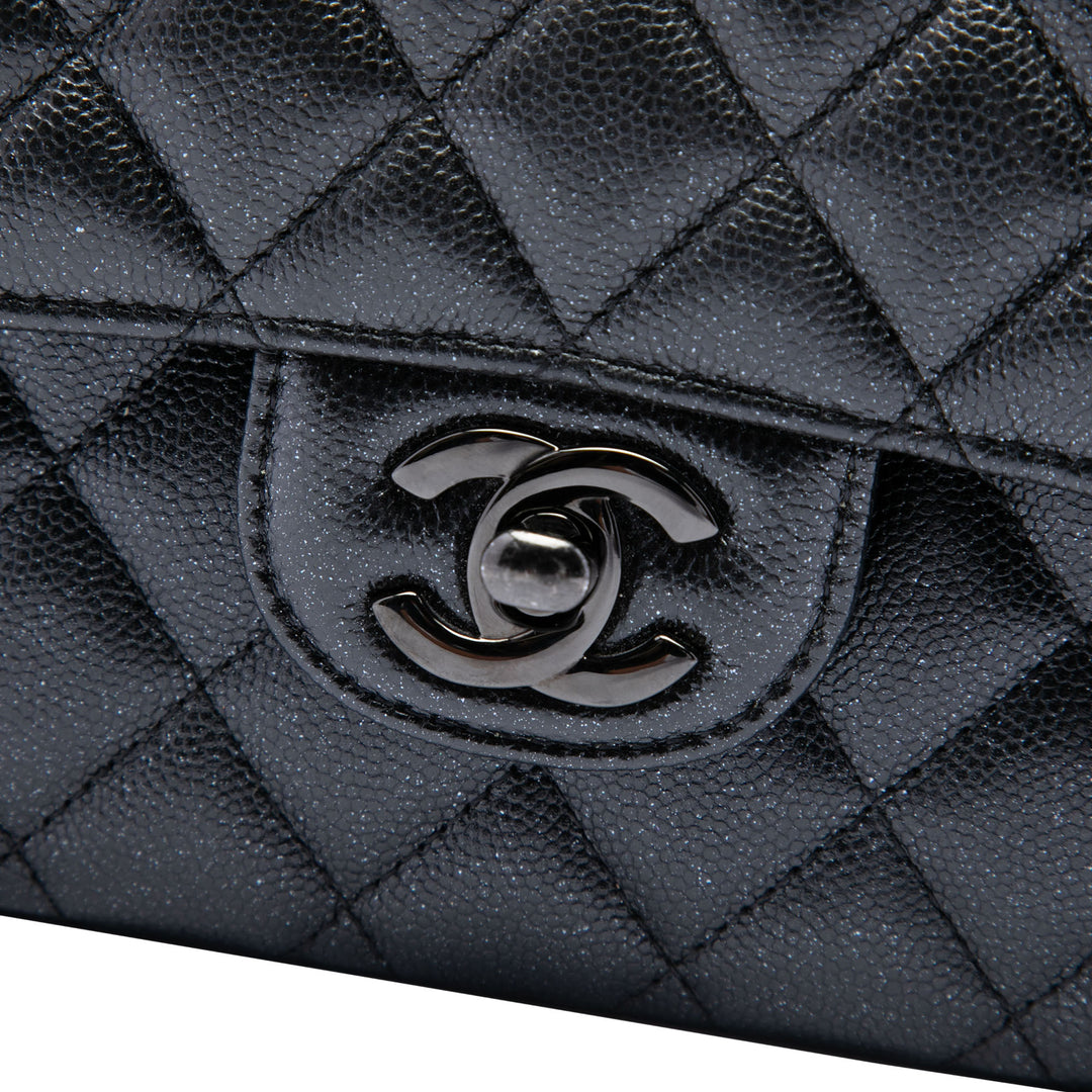 Chanel Sac porté épaule Classic Glitter Double rabat Moyen Cuir caviar Noir – vue 5 – GABY PARIS