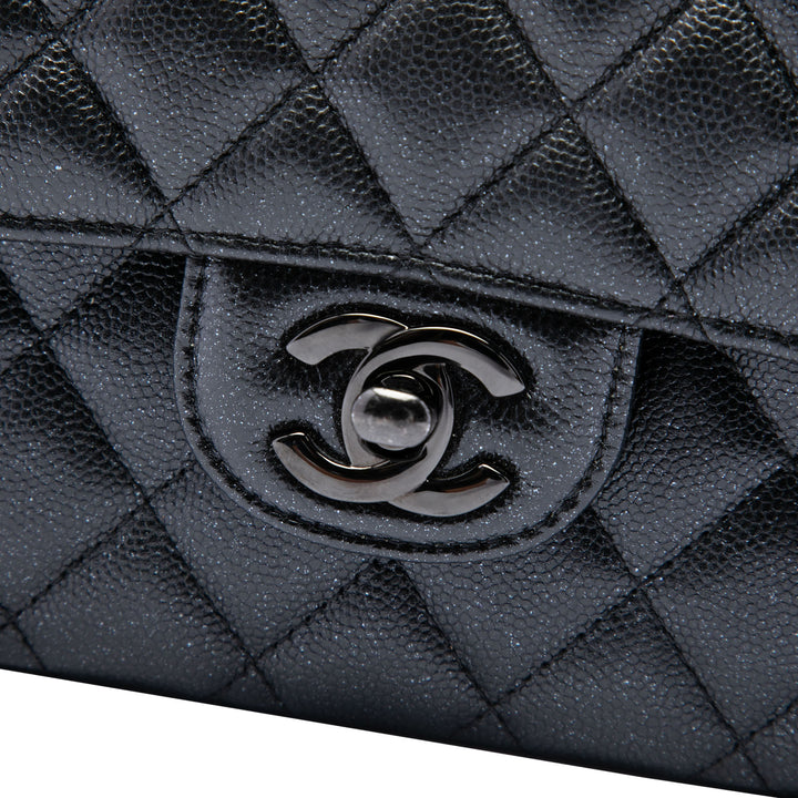 Chanel Sac porté épaule Classic Glitter Double rabat Moyen Cuir caviar Noir – vue 5 – GABY PARIS