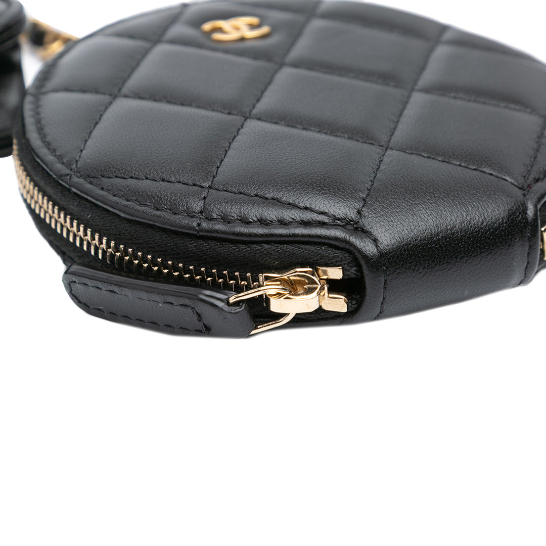 Lambskin Pearl Crown CC Wristlet Multi Pouches Black - Gaby Paris
