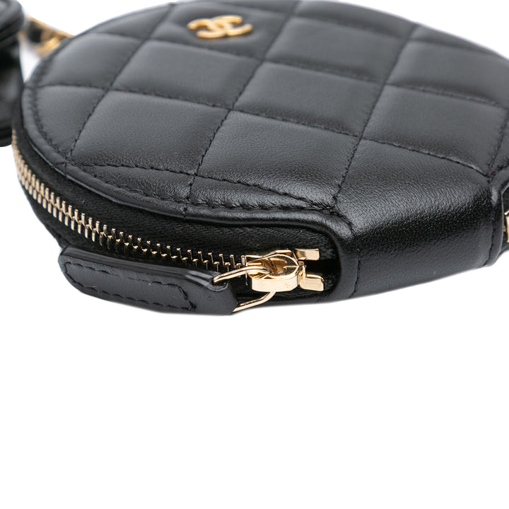 Lambskin Pearl Crown CC Wristlet Multi Pouches Black - Gaby Paris