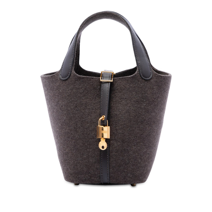 Hermès Felt et Picotin Lock 18 Swift Marron – vue principale – GABY PARIS