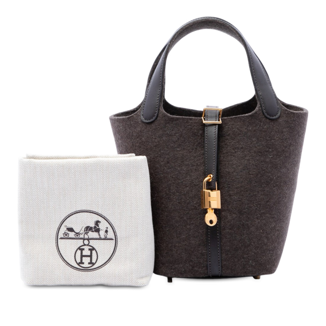 Hermès Felt et Picotin Lock 18 Swift Marron – vue 7 – GABY PARIS