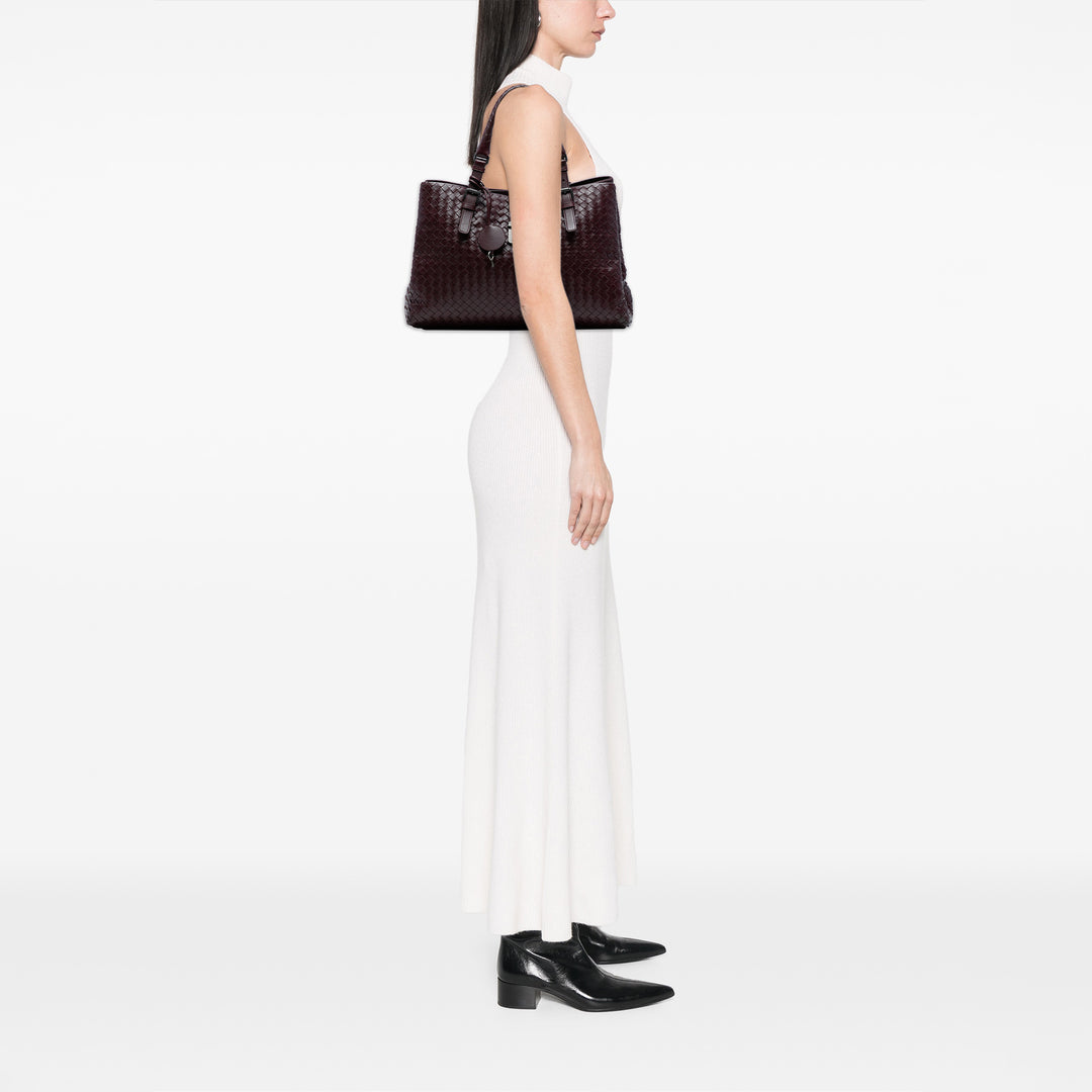 Bottega Veneta Medium Nappa Intrecciato Roma Cabas Rouge – GABY PARIS Authentique