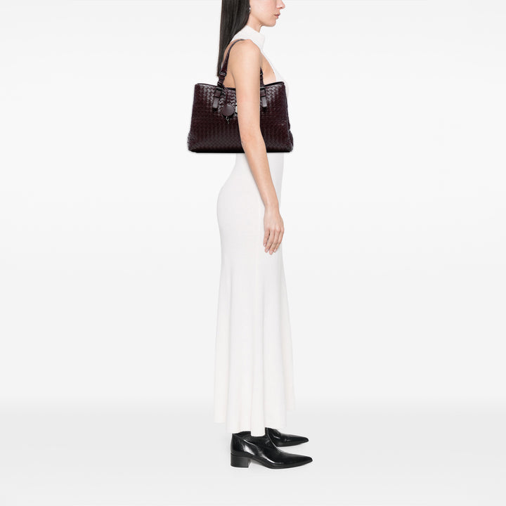 Bottega Veneta Medium Nappa Intrecciato Roma Cabas Rouge – GABY PARIS Authentique