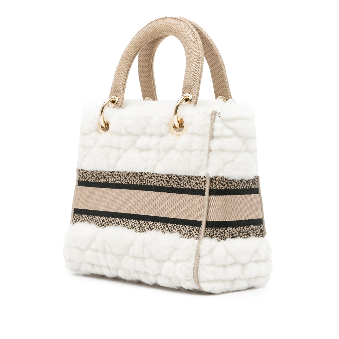 Medium Shearling Cannage Lady D-Lite White - Gaby Paris