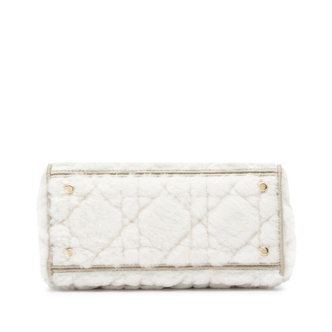 Medium Shearling Cannage Lady D-Lite White - Gaby Paris