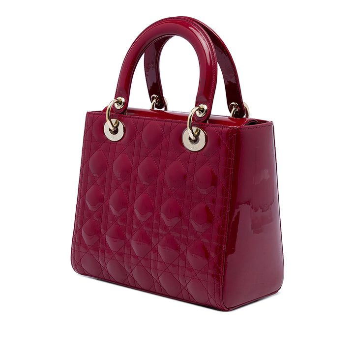 Dior Lady Dior Cannage Moyen Rouge – vue 2 – GABY PARIS
