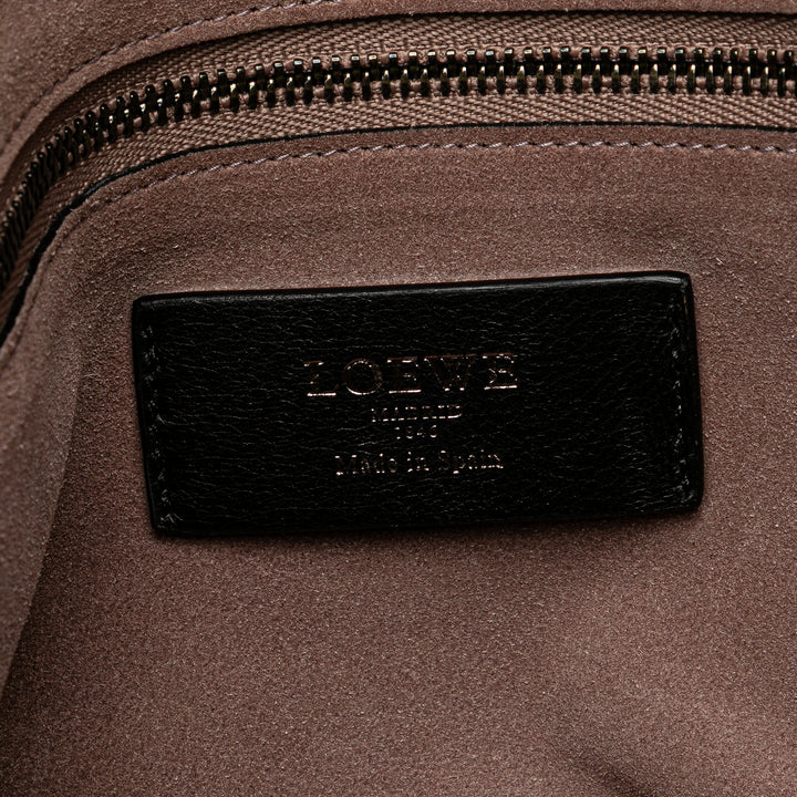Embossed Leather Canela Boston Bag Black - Gaby Paris