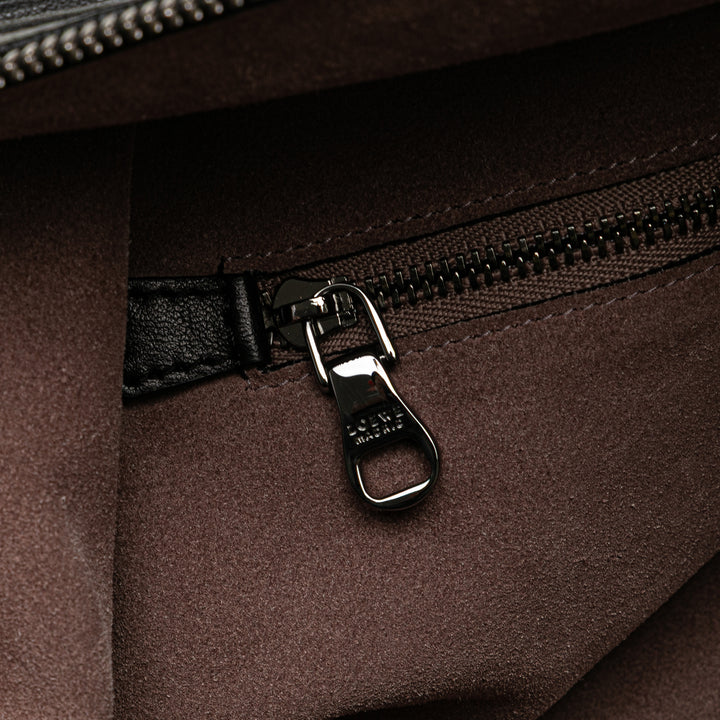 Embossed Leather Canela Boston Bag Black - Gaby Paris