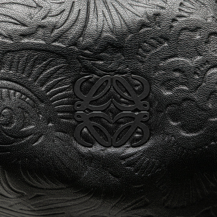 Embossed Leather Canela Boston Bag Black - Gaby Paris