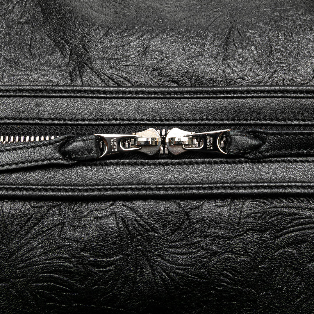 Embossed Leather Canela Boston Bag Black - Gaby Paris