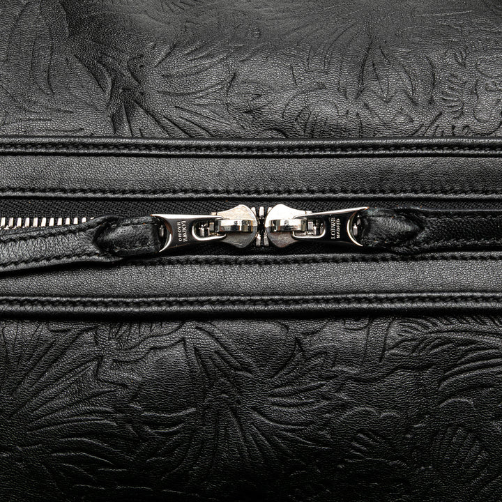 Embossed Leather Canela Boston Bag Black - Gaby Paris