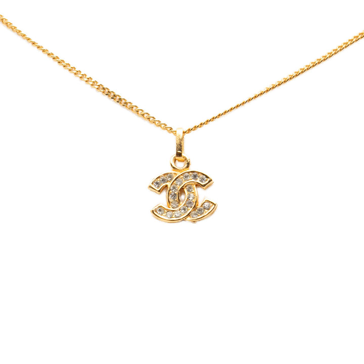 Chanel plaqué CC Rhinestone Pendant Collier
