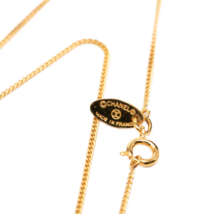 Chanel plaqué CC Rhinestone Pendant Collier