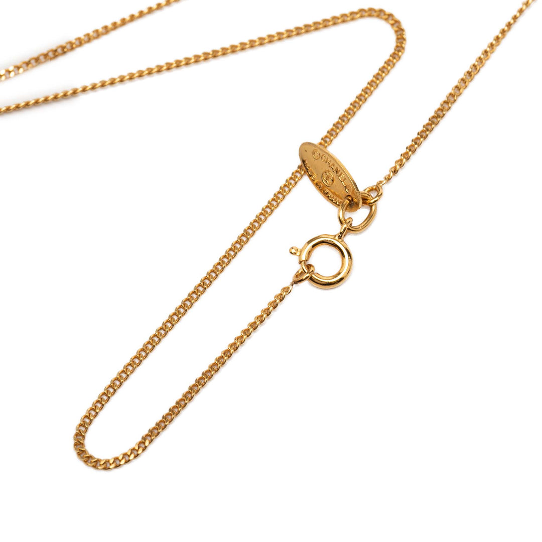 Chanel plaqué CC Rhinestone Pendant Collier