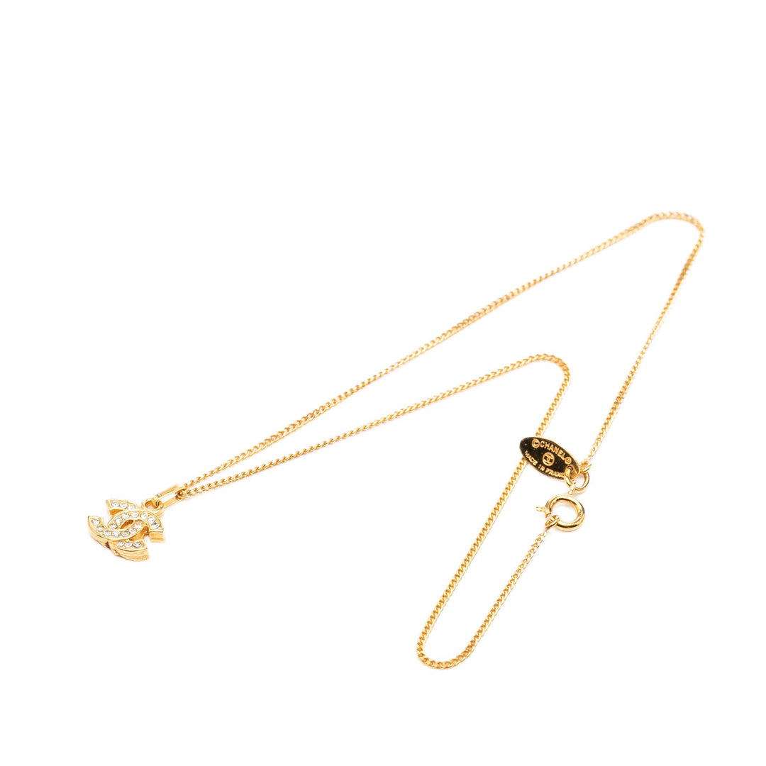 Chanel plaqué CC Rhinestone Pendant Collier