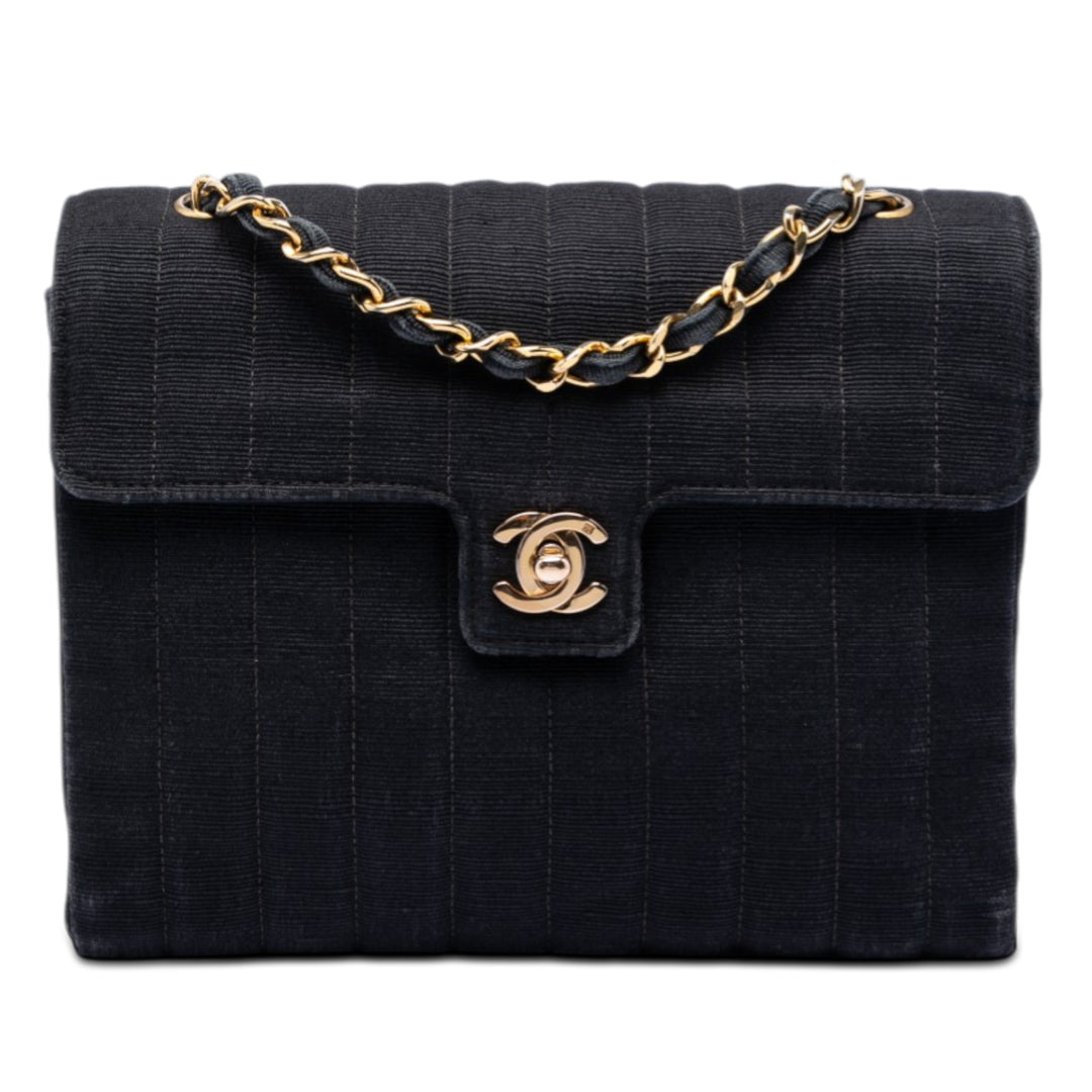 Chanel CC Vertical Matelassé Grosgrain Rabat simple Nylon