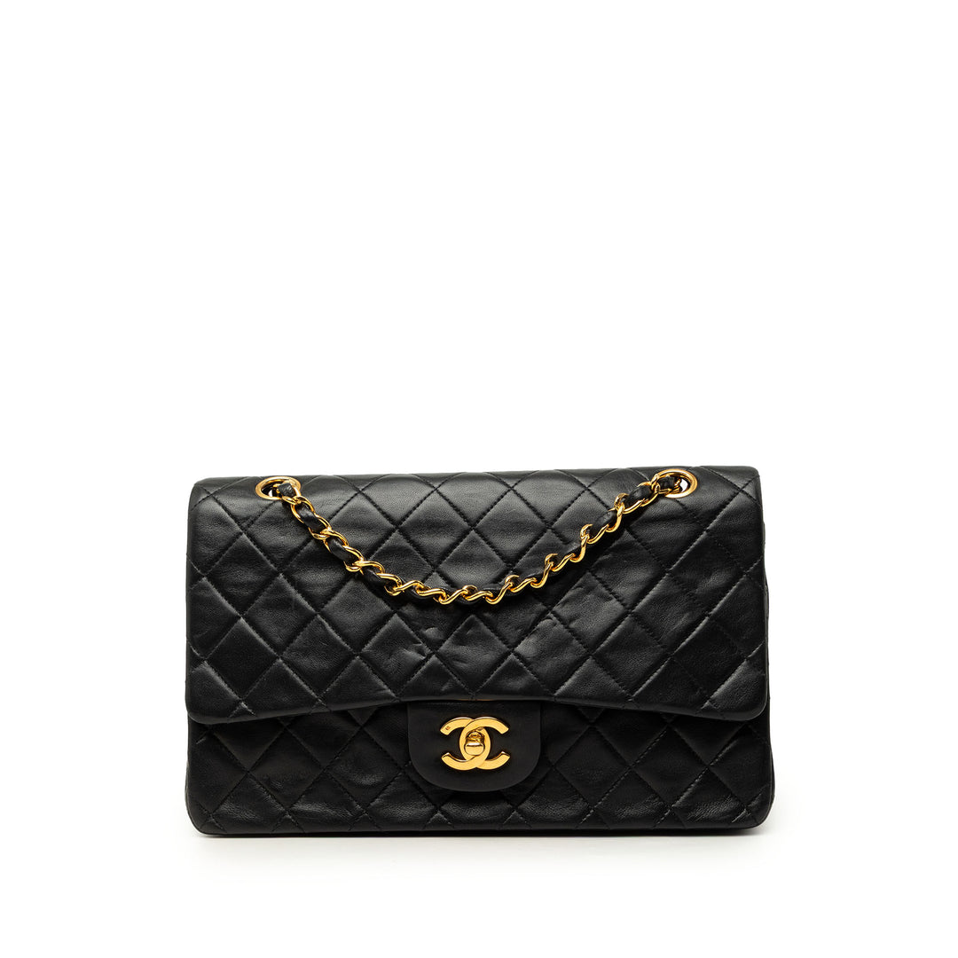 Classic Double rabat Moyen Cuir d'agneau Noir