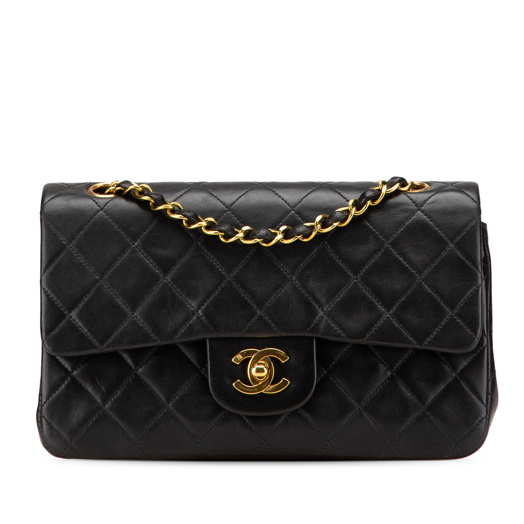 Small Classic Lambskin Double Flap Black - Gaby Paris