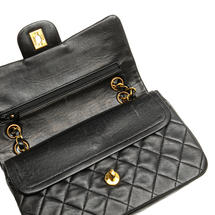 Small Classic Lambskin Double Flap Black - Gaby Paris