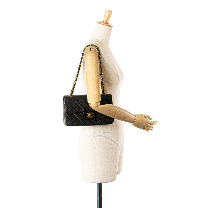 Small Classic Lambskin Double Flap Black - Gaby Paris