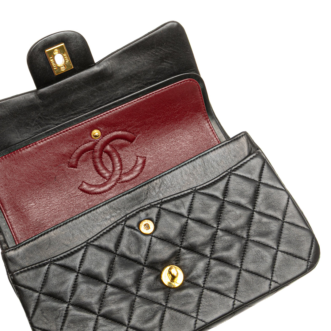 Small Classic Lambskin Double Flap Black - Gaby Paris