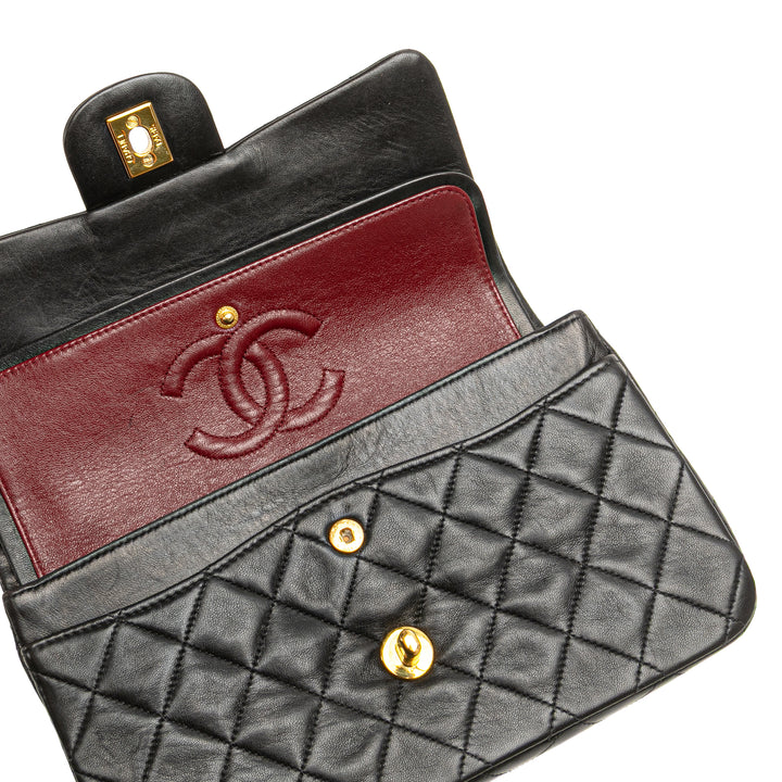 Small Classic Lambskin Double Flap Black - Gaby Paris