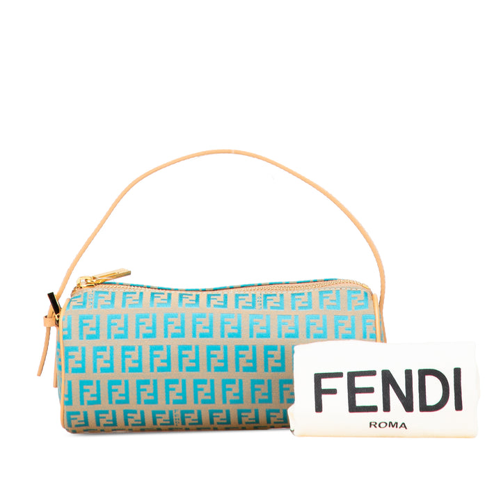 Fendi Zucchino Toile Barrel Pochette Marron