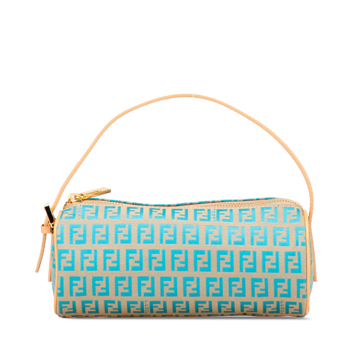 Fendi Zucchino Toile Barrel Pochette Marron