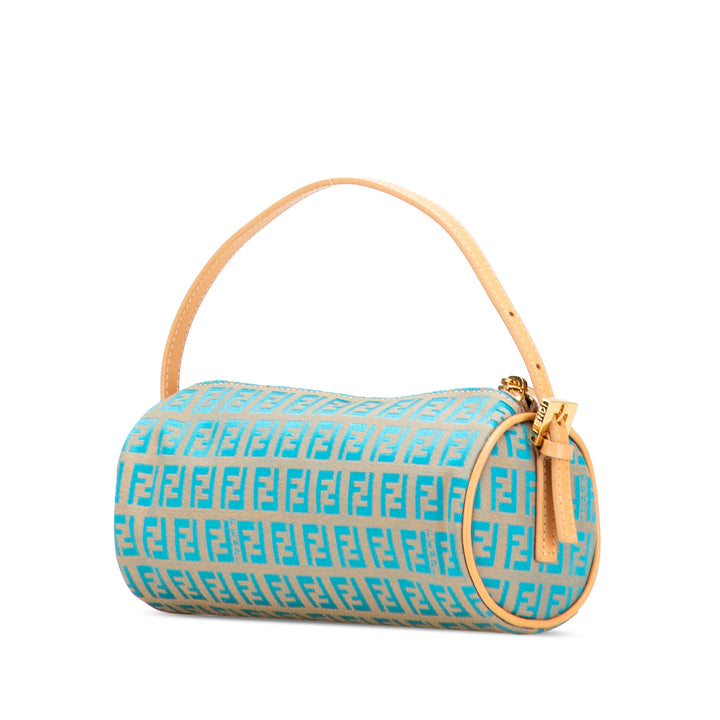 Fendi Zucchino Toile Barrel Pochette Marron