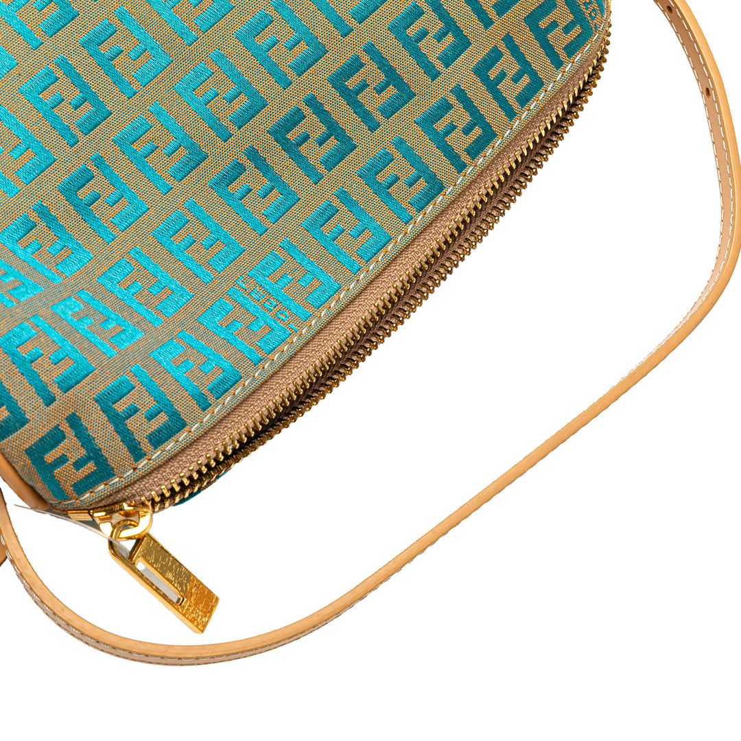 Fendi Zucchino Toile Barrel Pochette Marron