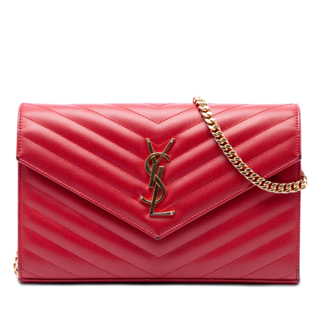 Saint Laurent Grain De Poudre Cassandre Envelope Chain Portefeuille