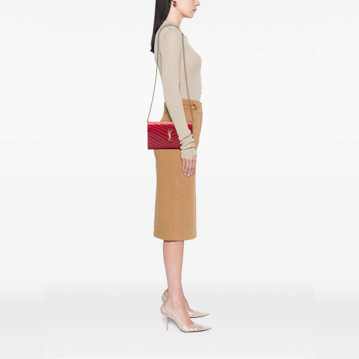 Saint Laurent Grain De Poudre Cassandre Envelope Chain Portefeuille