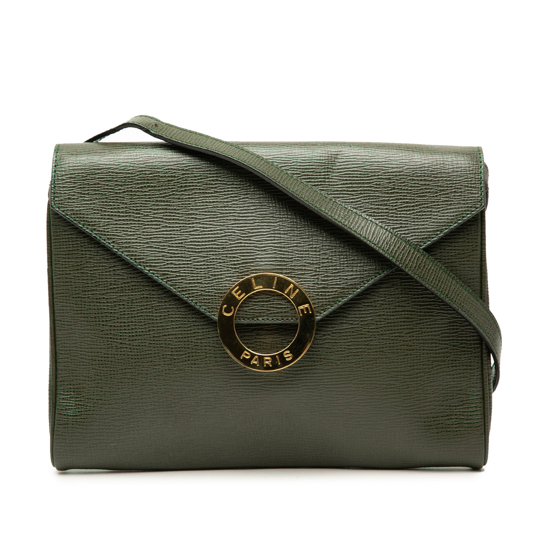 Circle Logo Enveloppe à rabat Sac Cuir de veau Vert