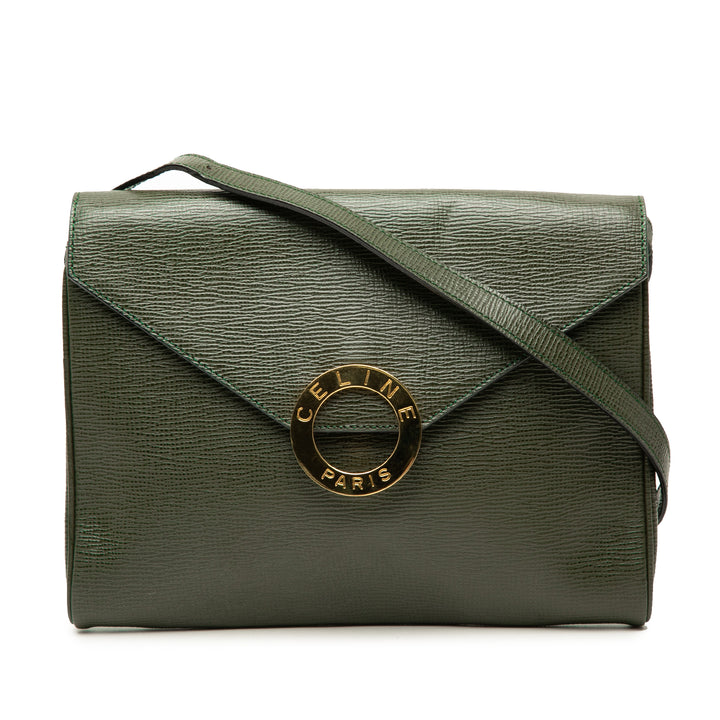 Circle Logo Enveloppe à rabat Sac Cuir de veau Vert