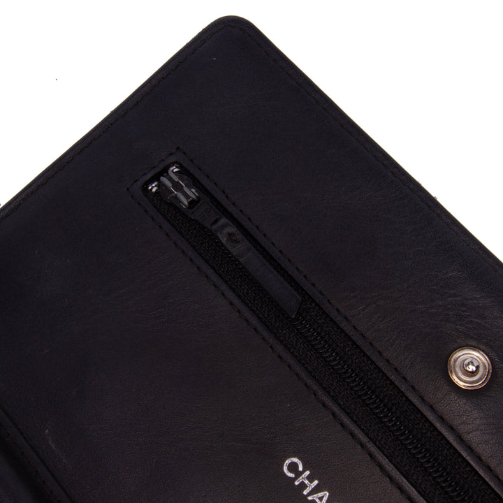 CC Quilted Patent Wallet On Chain Black - Gaby Paris
