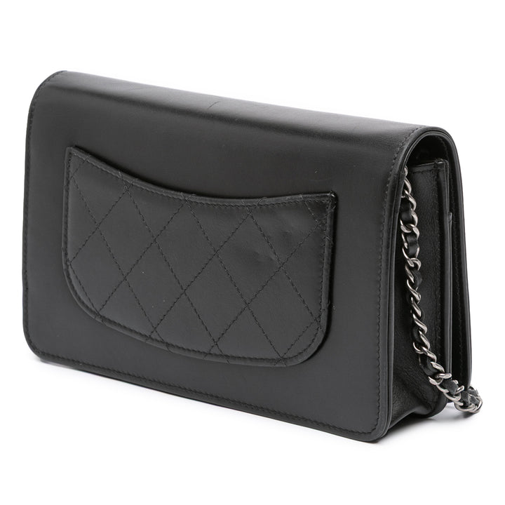 Chanel Cuir de veau Chain 20s Signe Wallet on Chain Noir