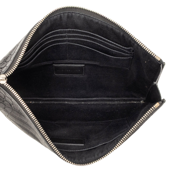 Crocodile embossé Zippé Tablet Étui Noir