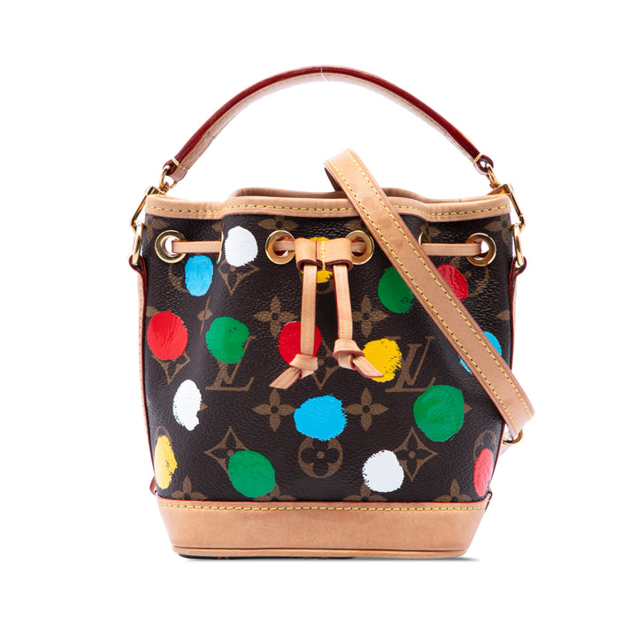 Yayoi Kusama Painted Dots Noe Nano Monogram Marron