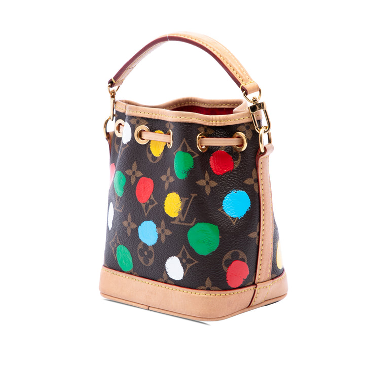 Yayoi Kusama Painted Dots Noe Nano Monogram Marron