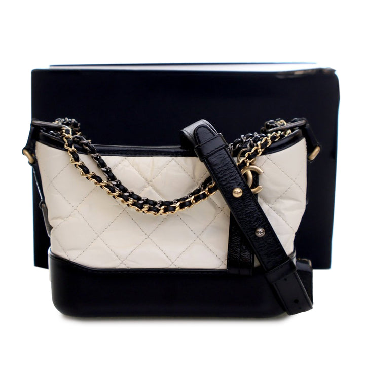Chanel Small Bicolor vieilli Cuir de veau Gabrielle Sac porté croisé