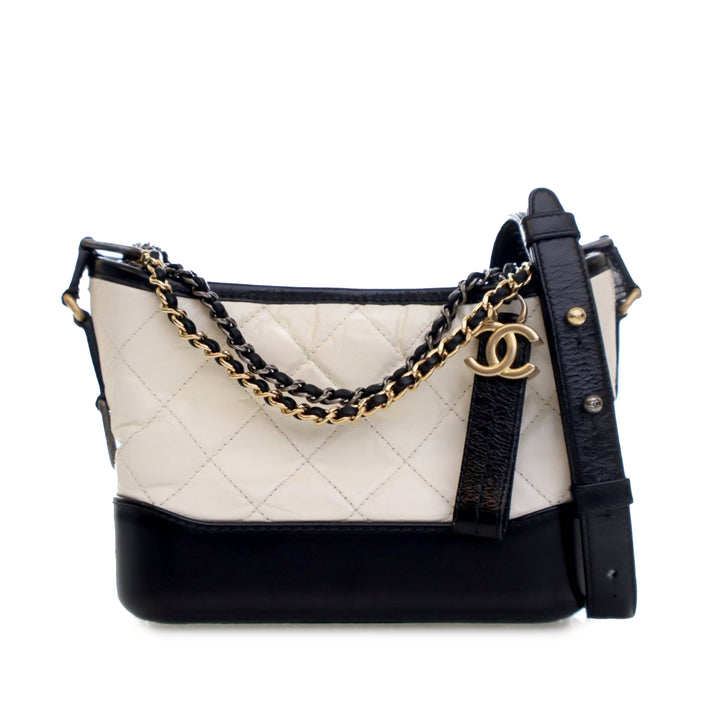 Chanel Small Bicolor vieilli Cuir de veau Gabrielle Sac porté croisé