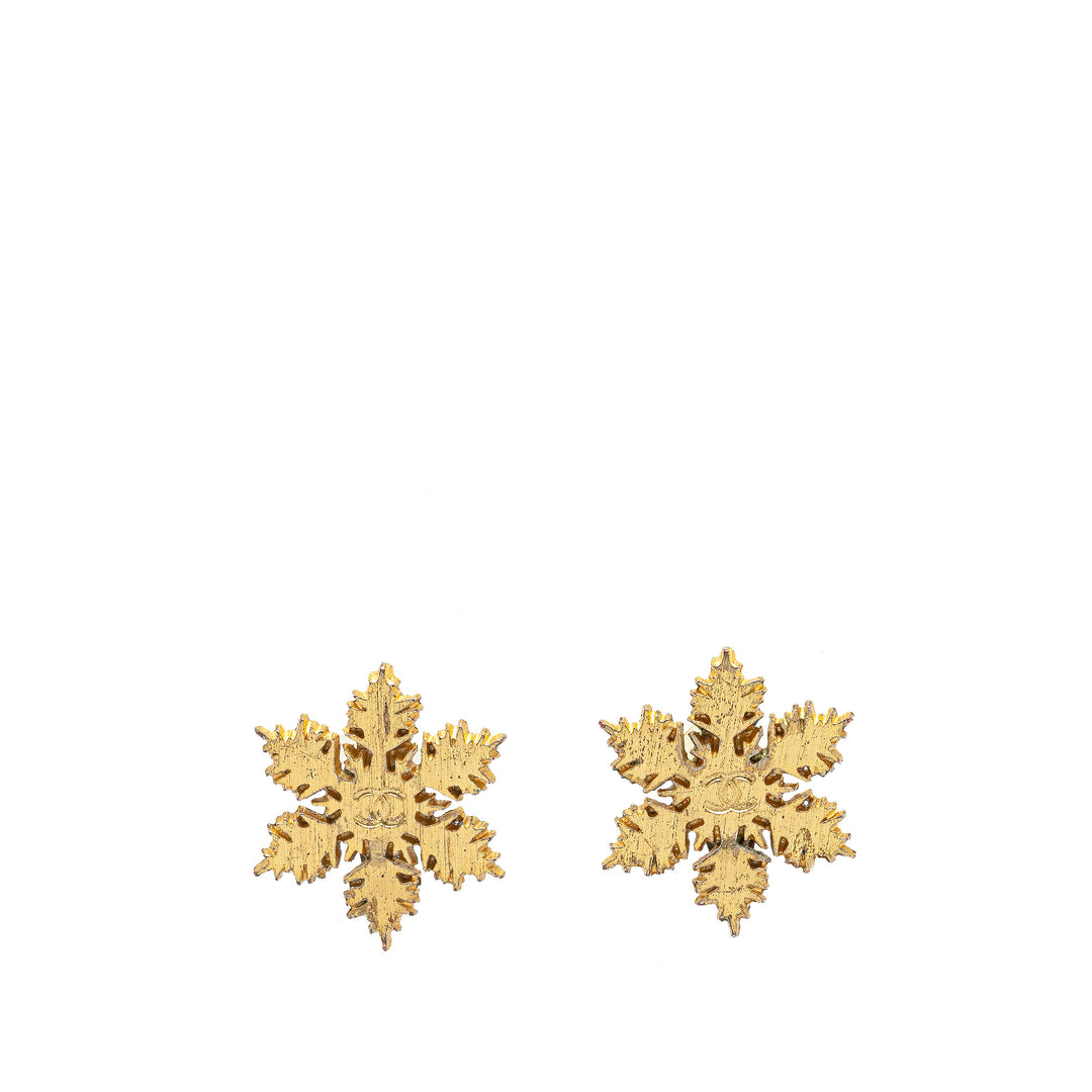 Gold Plated CC Snowflake Clip On Earrings Gold - Gaby Paris