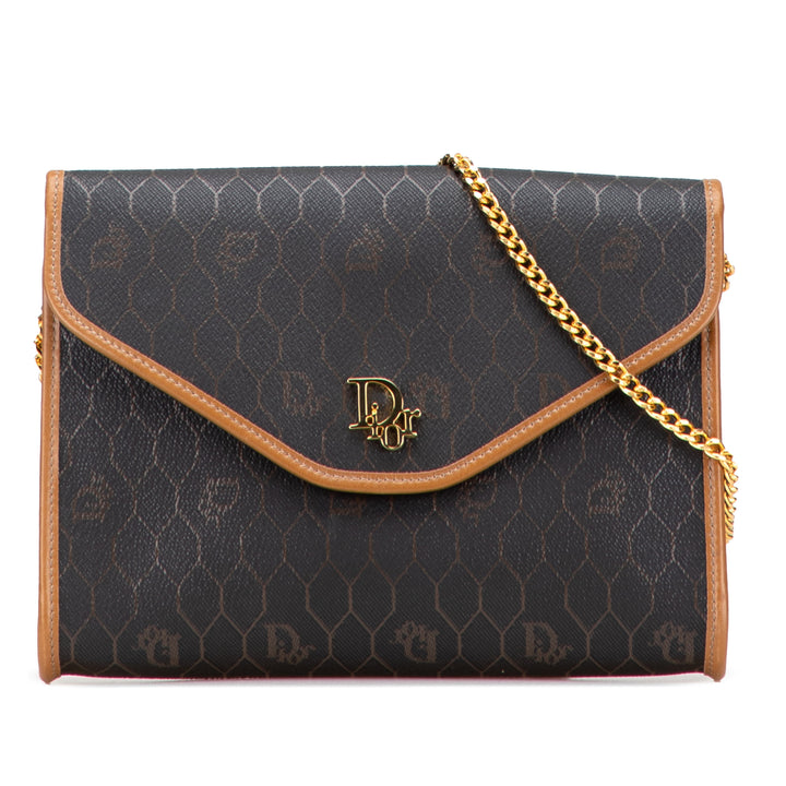 Dior Honeycomb Coated Toile Chain Sac porté croisé Noir