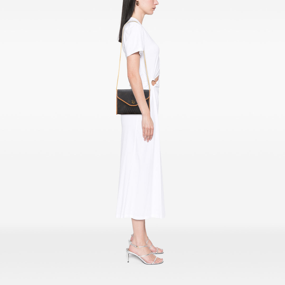 Dior Honeycomb Coated Toile Chain Sac porté croisé Noir