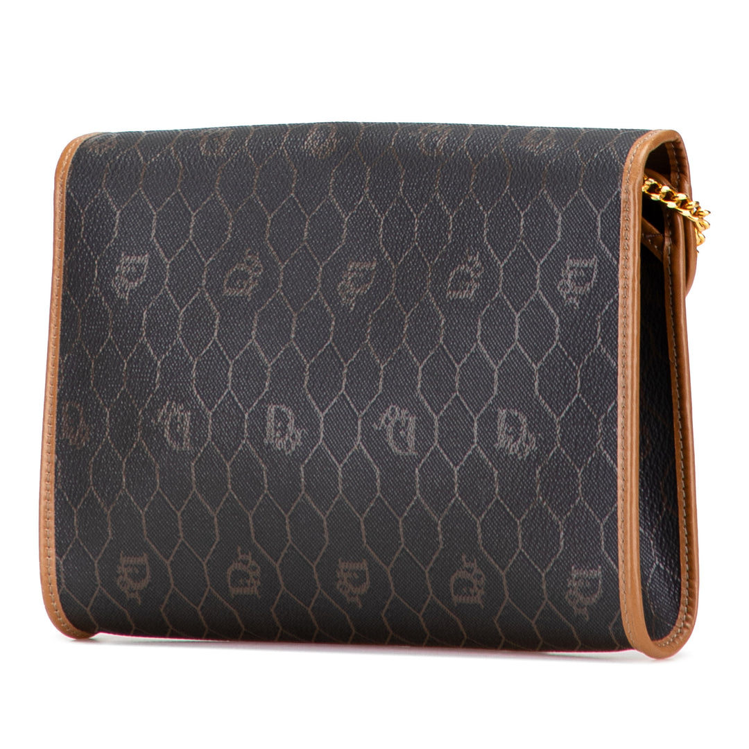 Dior Honeycomb Coated Toile Chain Sac porté croisé Noir