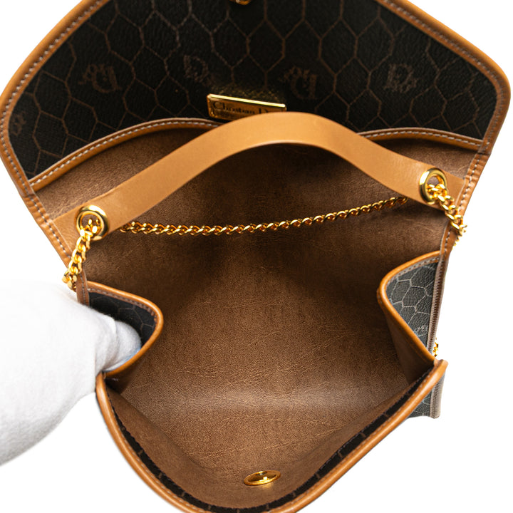 Dior Honeycomb Coated Toile Chain Sac porté croisé Noir