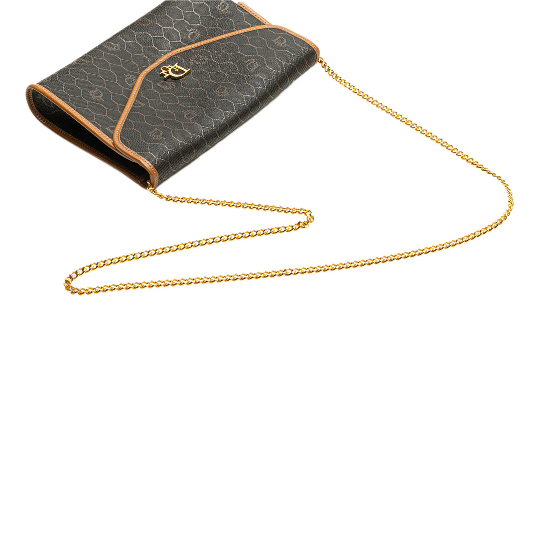 Dior Honeycomb Coated Toile Chain Sac porté croisé Noir